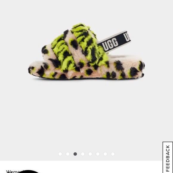 NWT ugg fluff yea key lime animal faux fur slippers 8 - Picture 3 of 3